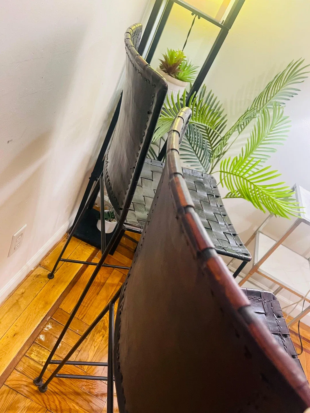 Woven Leather Bar Stools - Set of 2(Moving out) image indicator(4)