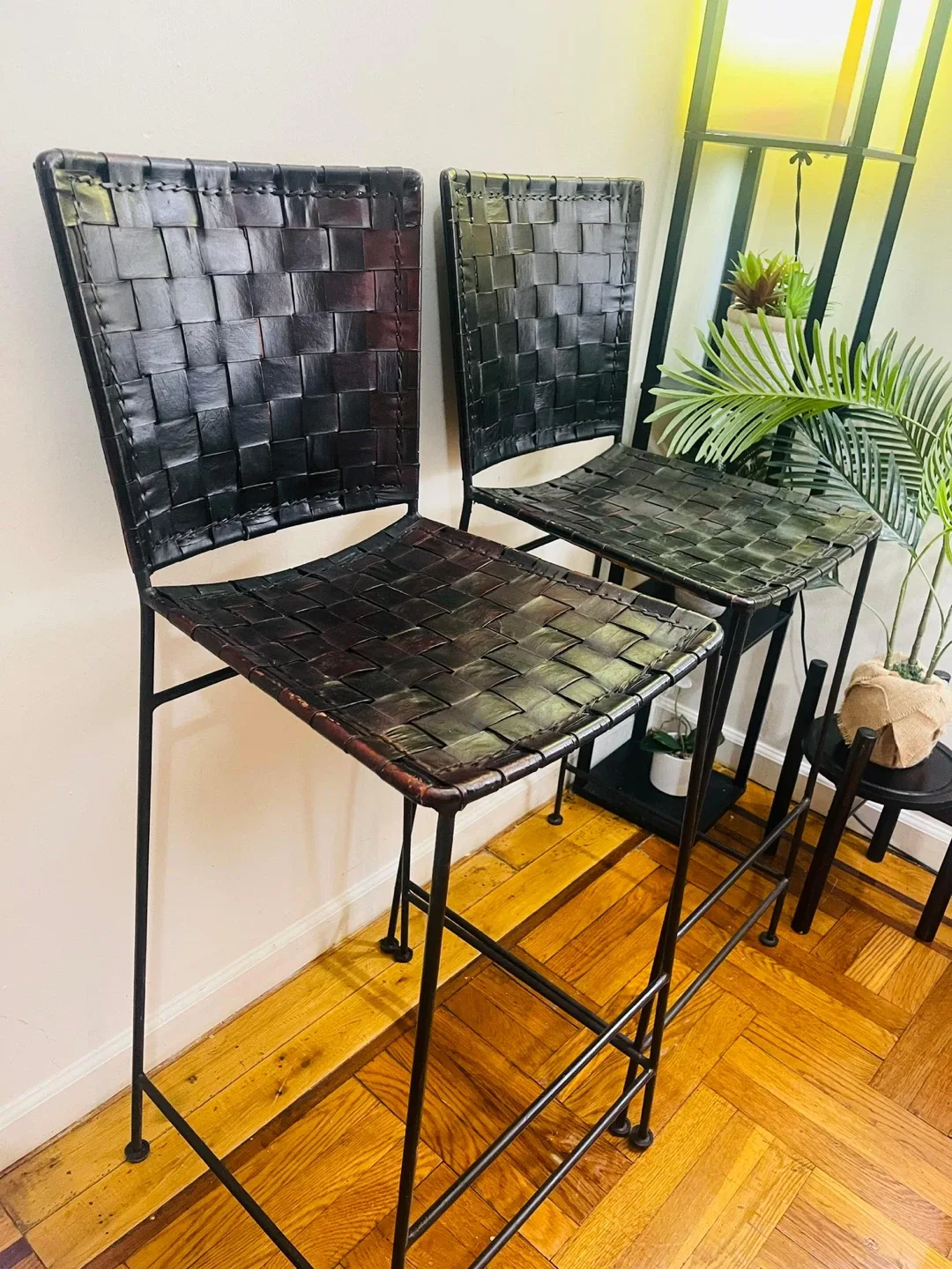 Woven Leather Bar Stools - Set of 2(Moving out) image indicator(2)