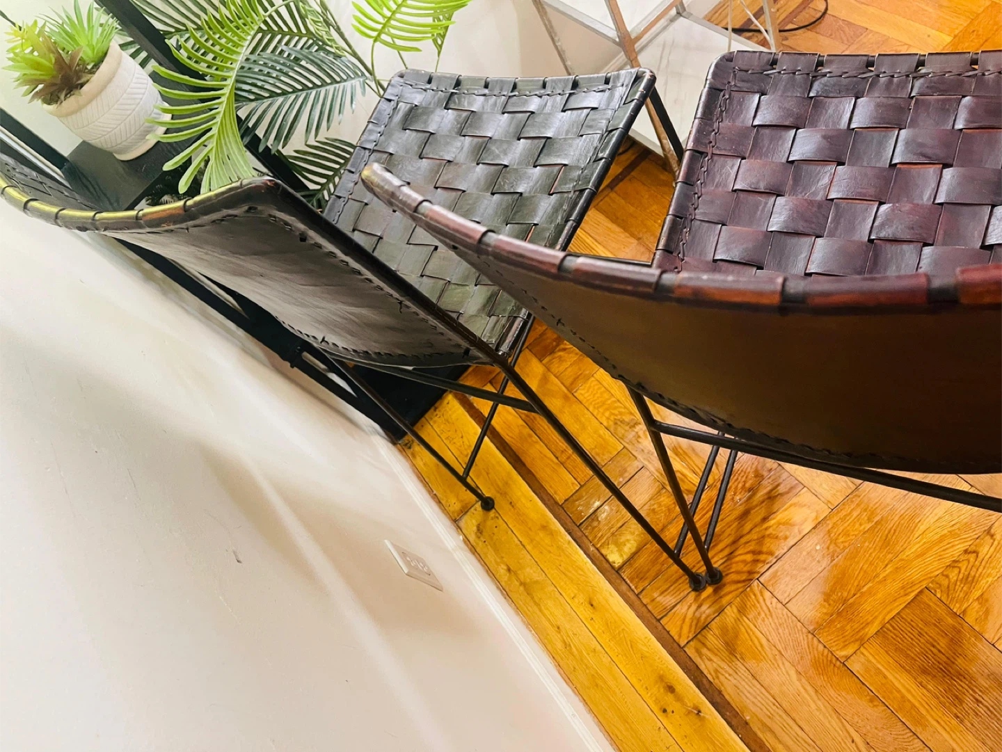 Woven Leather Bar Stools - Set of 2(Moving out) - photo 3
