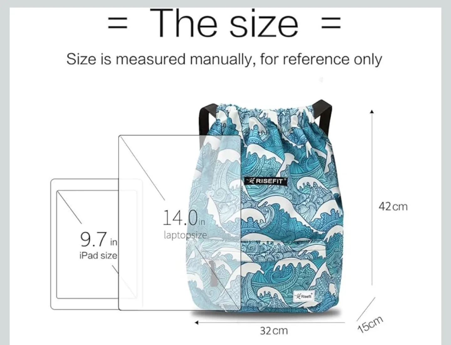 RISEFIT Drawstring Backpack - Blue Wave Pattern image indicator(6)