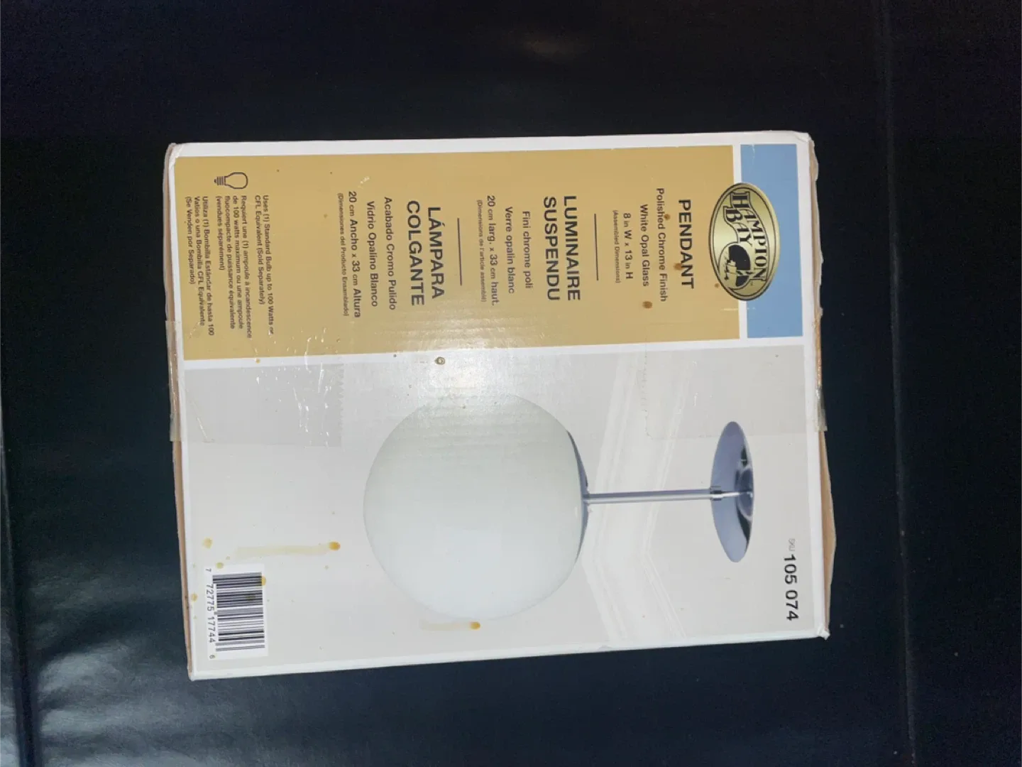 Hampton Bay Pendant Light - White Opal Glass image indicator(2)