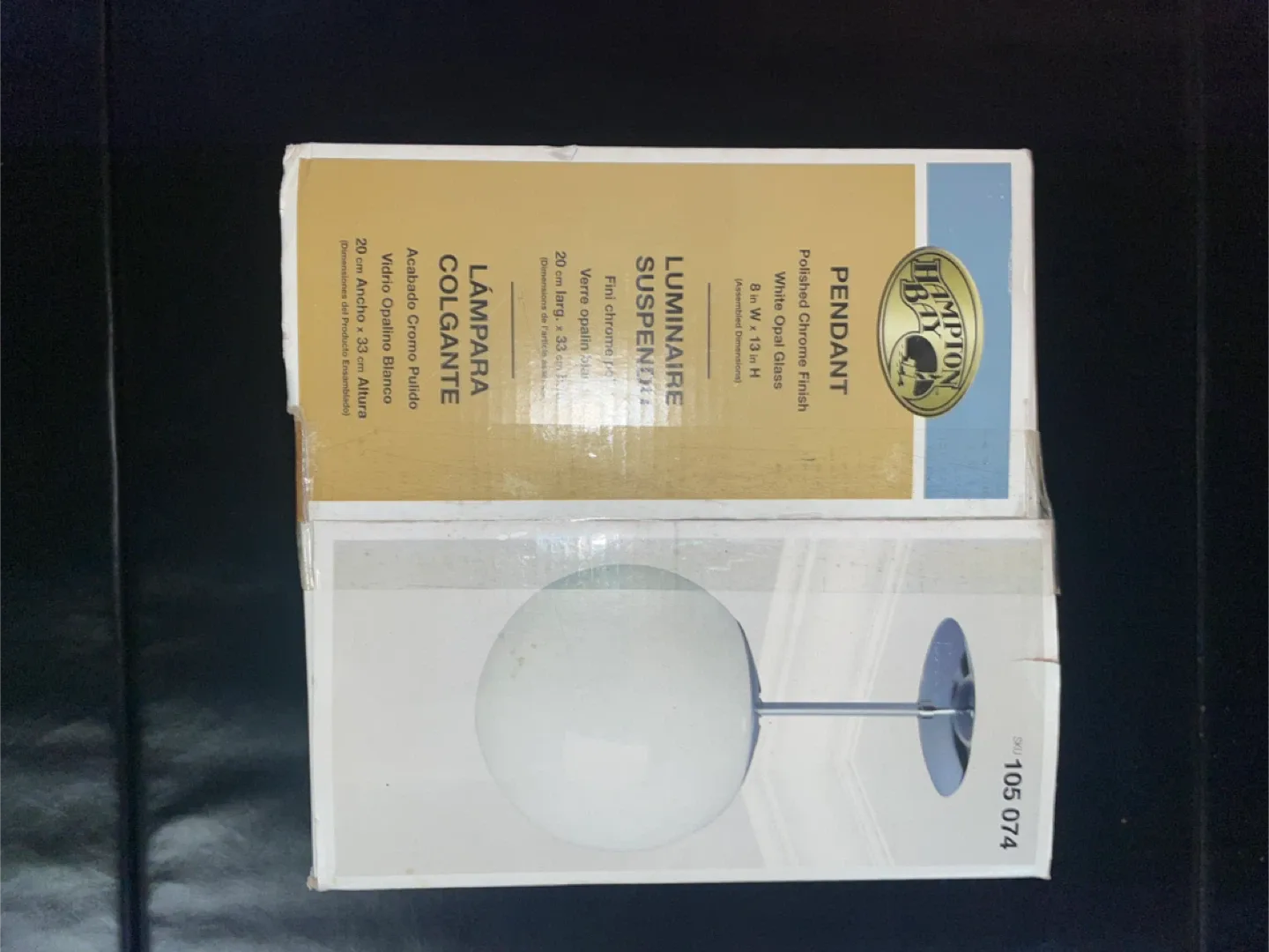 Hampton Bay Pendant Light - White Opal Glass thumbnail