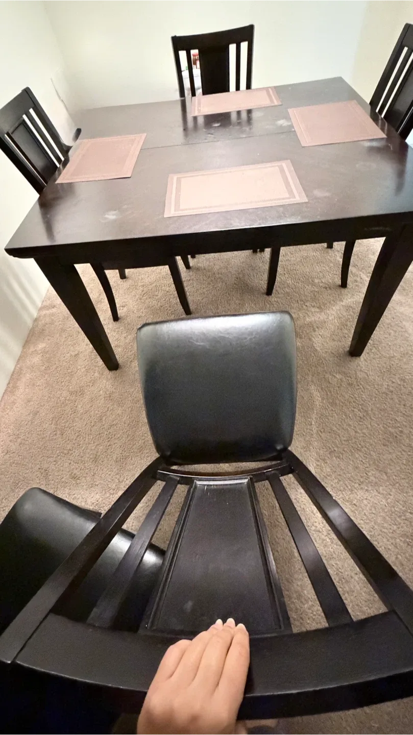 Dark Wood Dining Table with 4 Chairs image indicator(3)