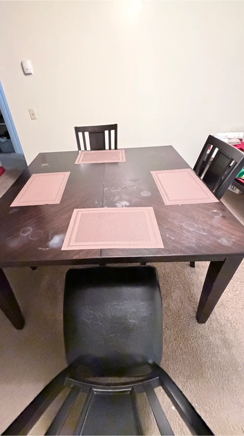 Dark Wood Dining Table with 4 Chairs image indicator(2)