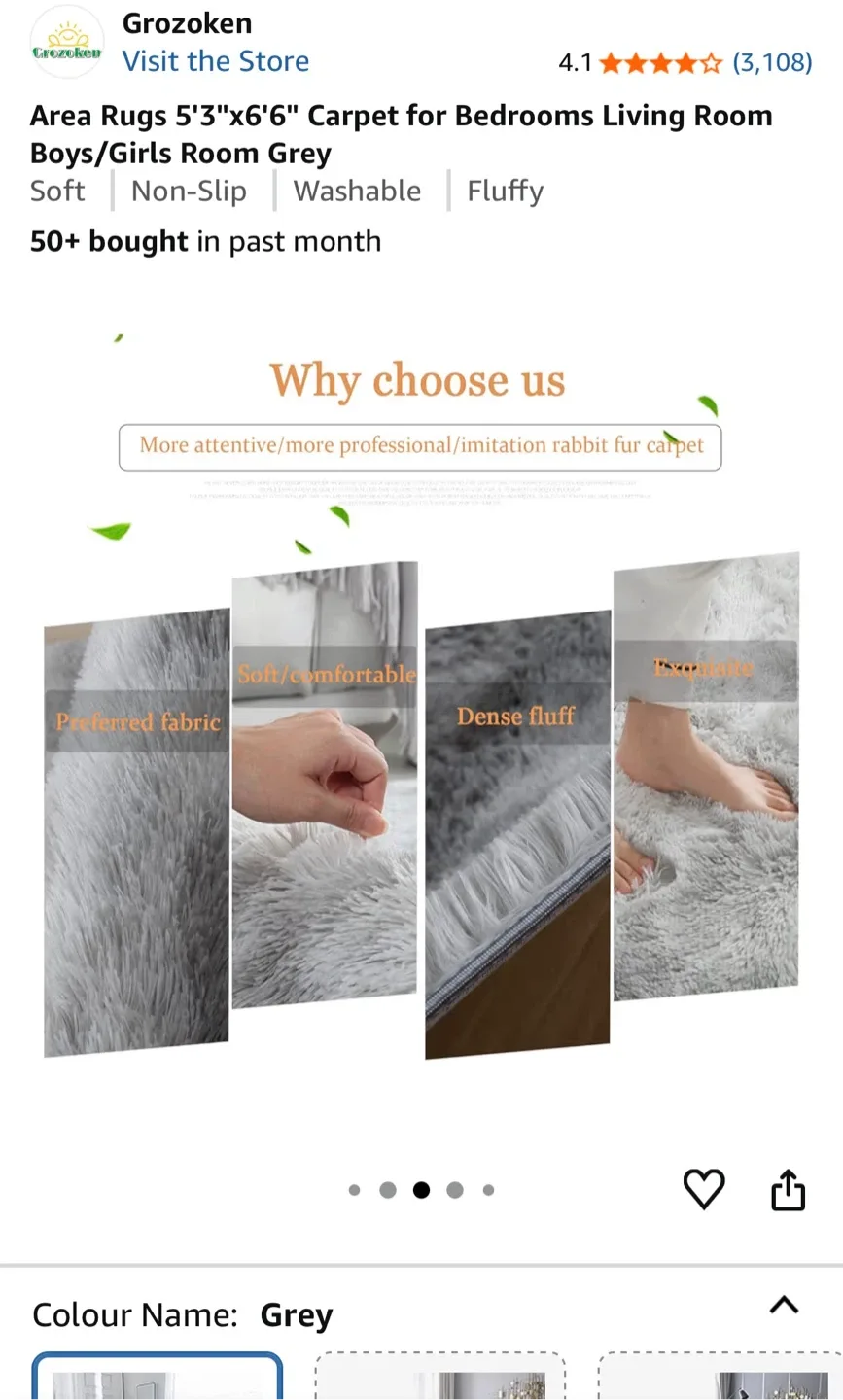 Grozozen Area Rug 5'3"x6'6" - Grey thumbnail