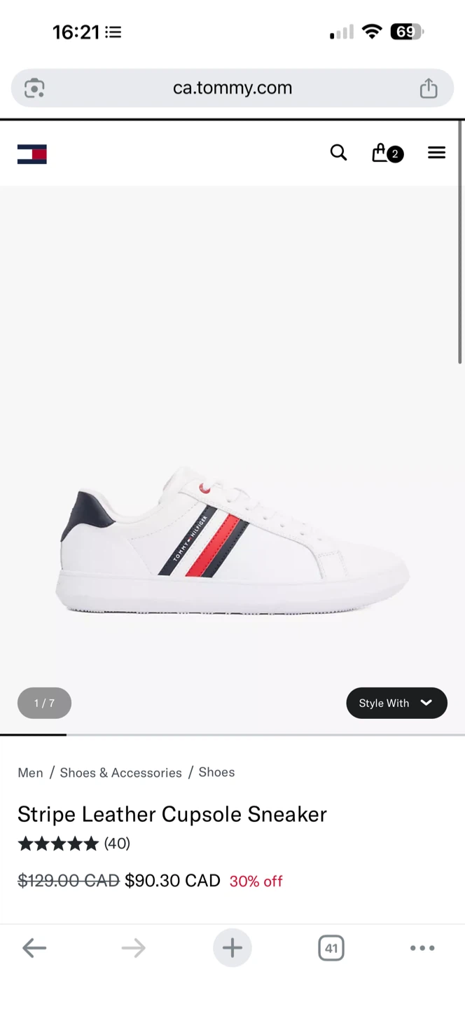 Tommy Hilfiger Stripe Leather Cupsole Sneakers - Size 12 - photo 4