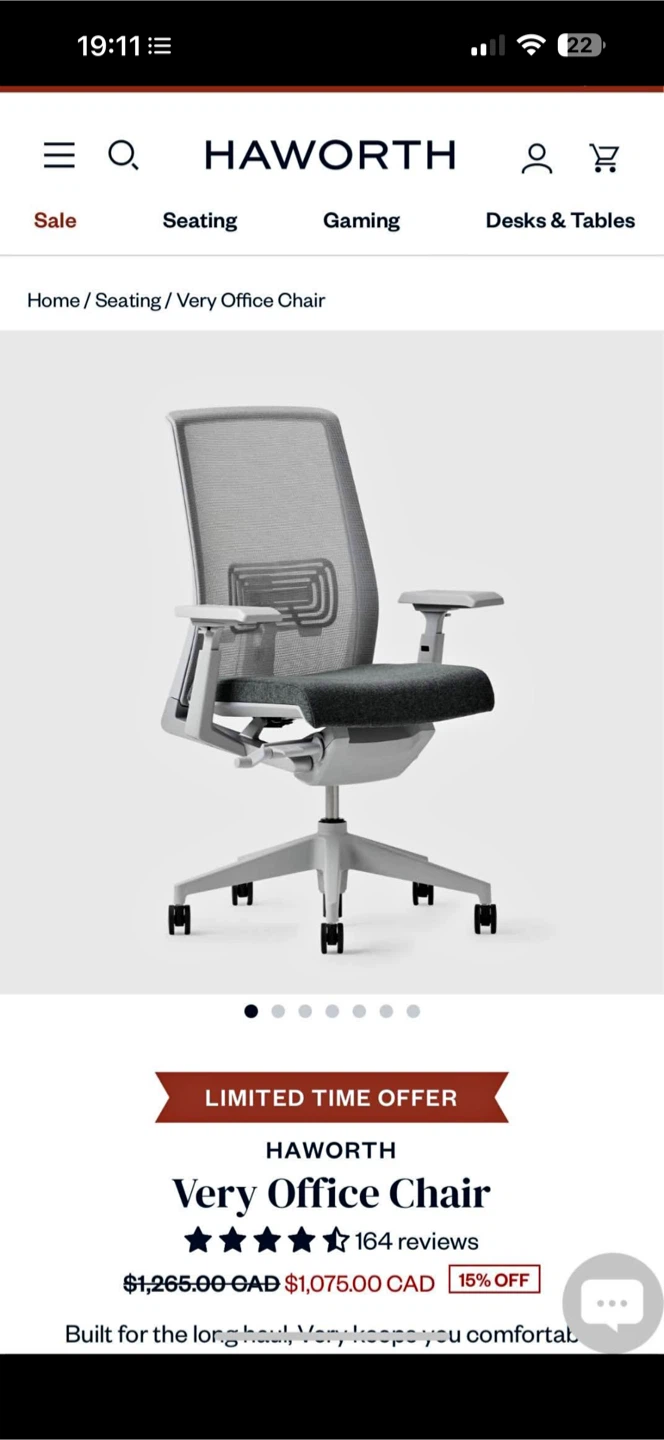 Haworth Very Office & studies Chair - Grey ergonomic