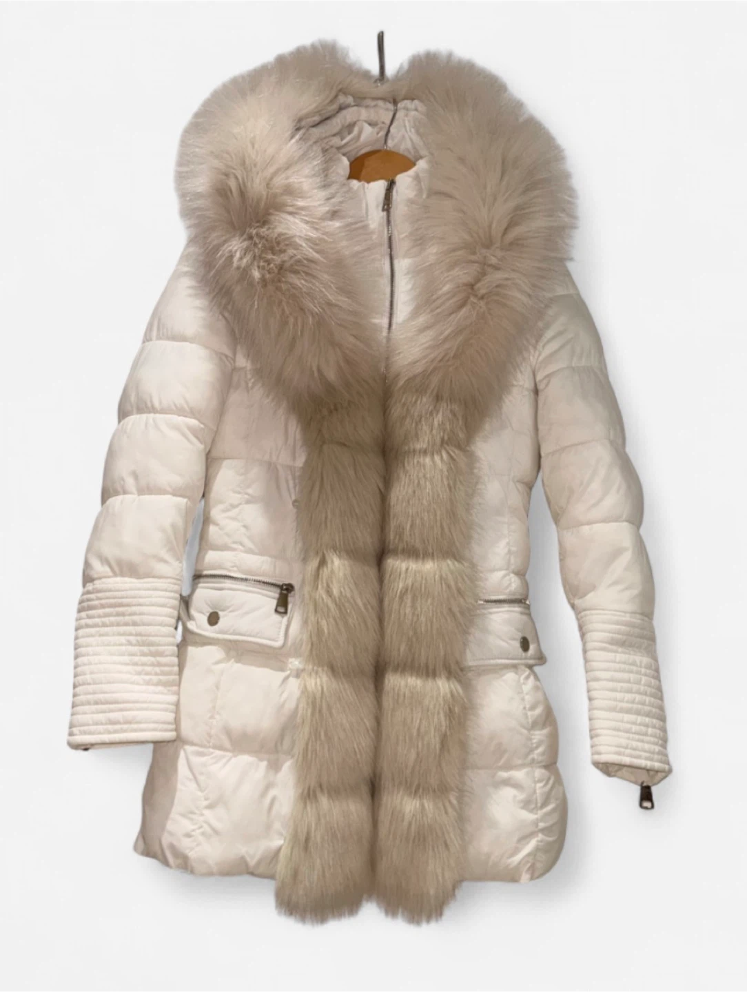 NWOT Y2K Le Chateau White Puffer Winter Coat Faux Fur Trim - photo 3