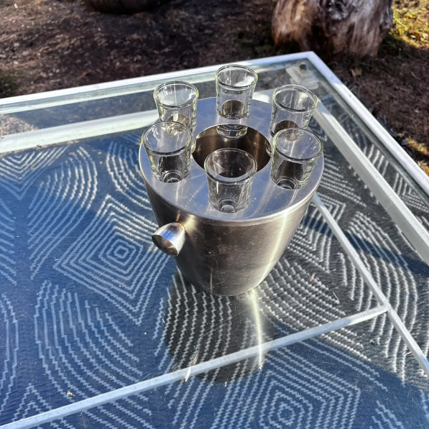 Stainless Steel Ice Bucket with Shot Glass Holder