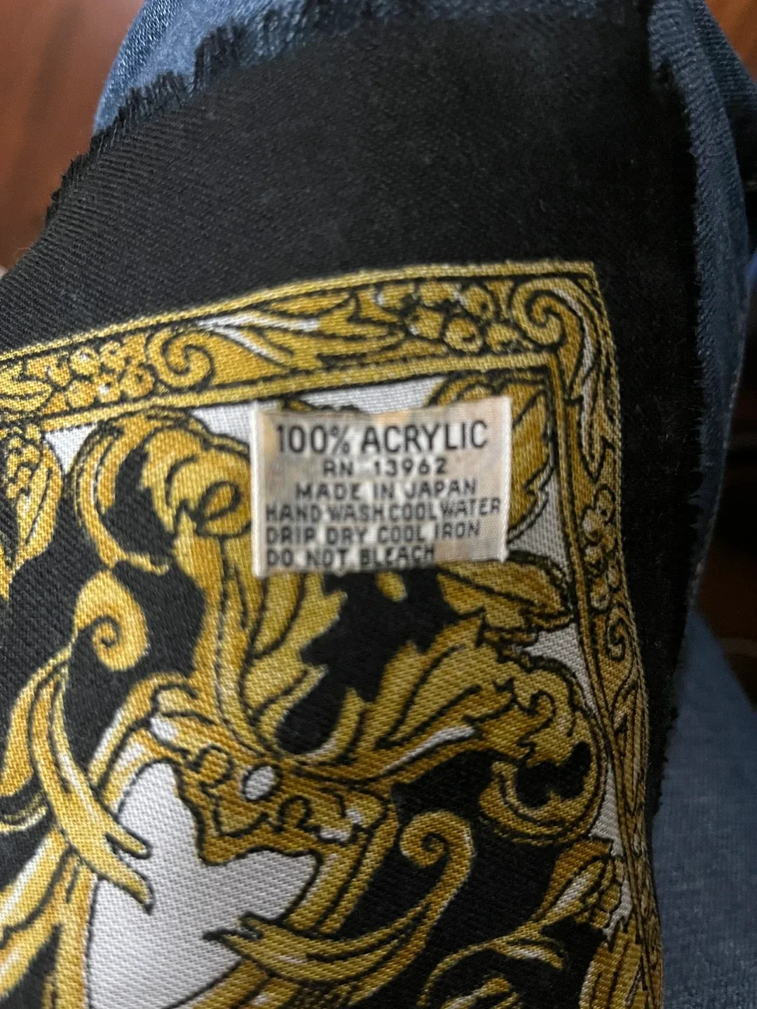 Vintage floral baroque scarf, made in Japan, 31x30” image indicator(6)