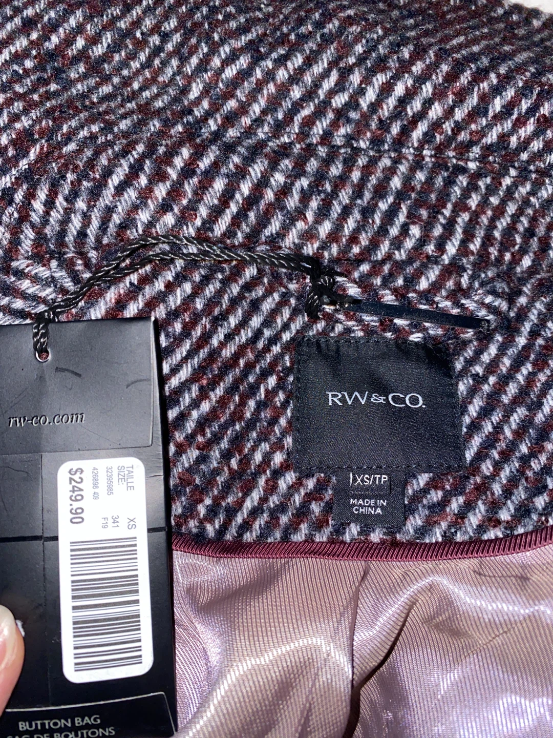 RW&CO. XS Herringbone Belted Coat with pockets