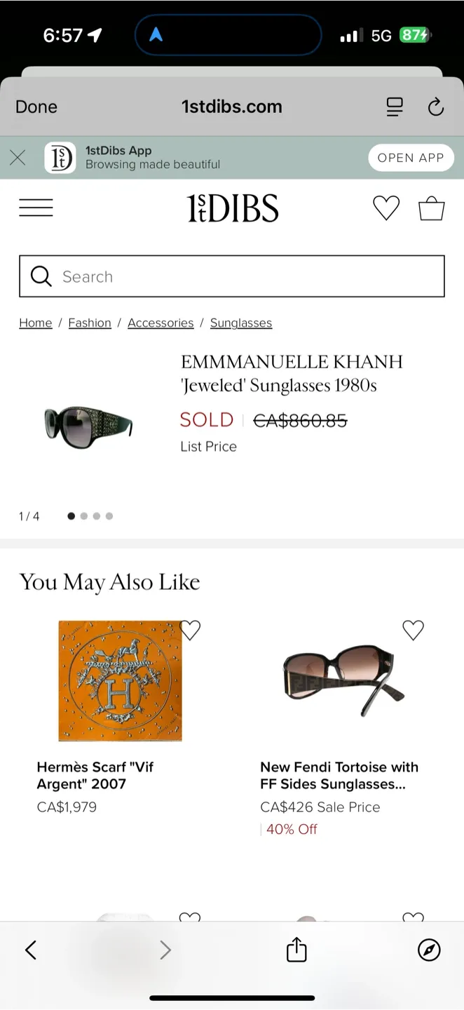 Emmanuelle Khanh 'Jeweled' Sunglasses 1980s image indicator(5)