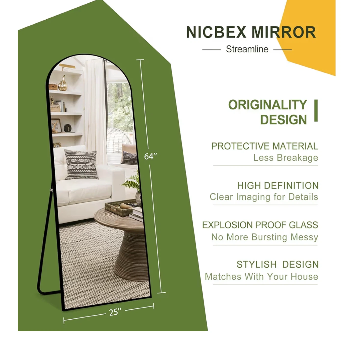 Full Length Mirror - 64 inch x 25 inches - photo 2