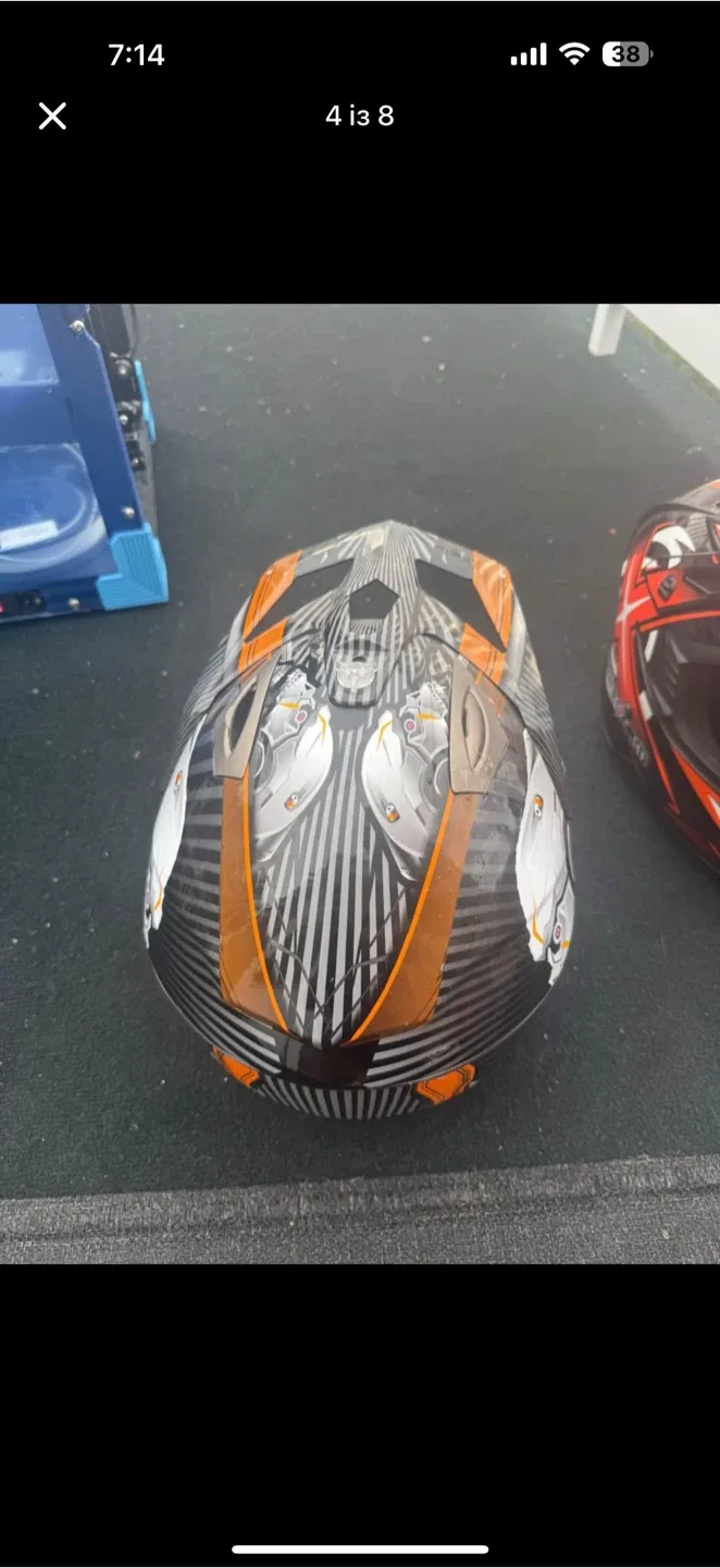 ISXRAM Motocross Helmets 2 of them  - Orange/Black image indicator(5)