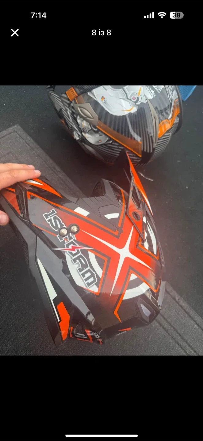 ISXRAM Motocross Helmets 2 of them  - Orange/Black