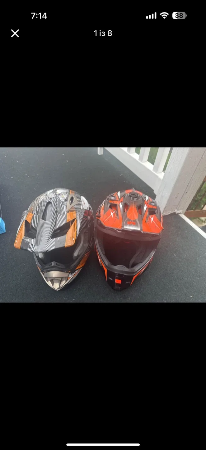 ISXRAM Motocross Helmets 2 of them  - Orange/Black image indicator(8)