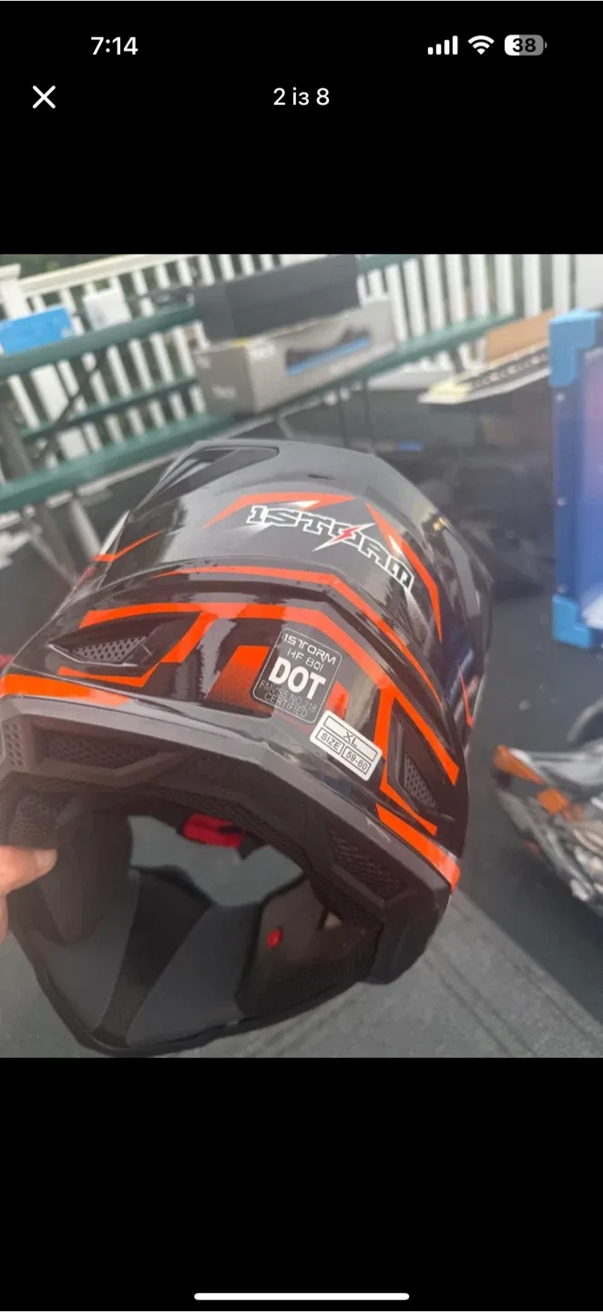 ISXRAM Motocross Helmets 2 of them  - Orange/Black image indicator(7)