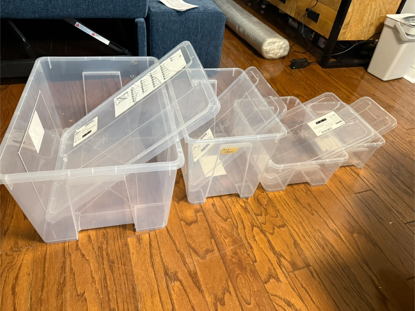 Clear Plastic Storage Bins - Various Sizes