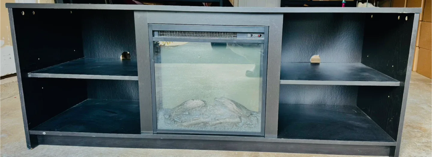 Black Fireplace TV Stand