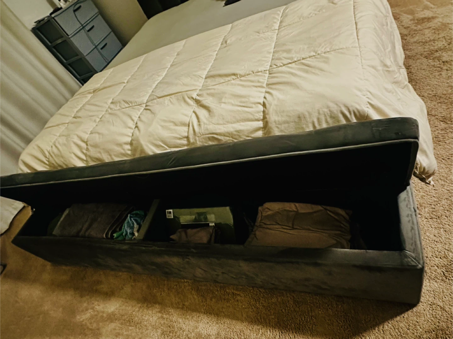 Gray Velvet King Bed with Storage - photo 3