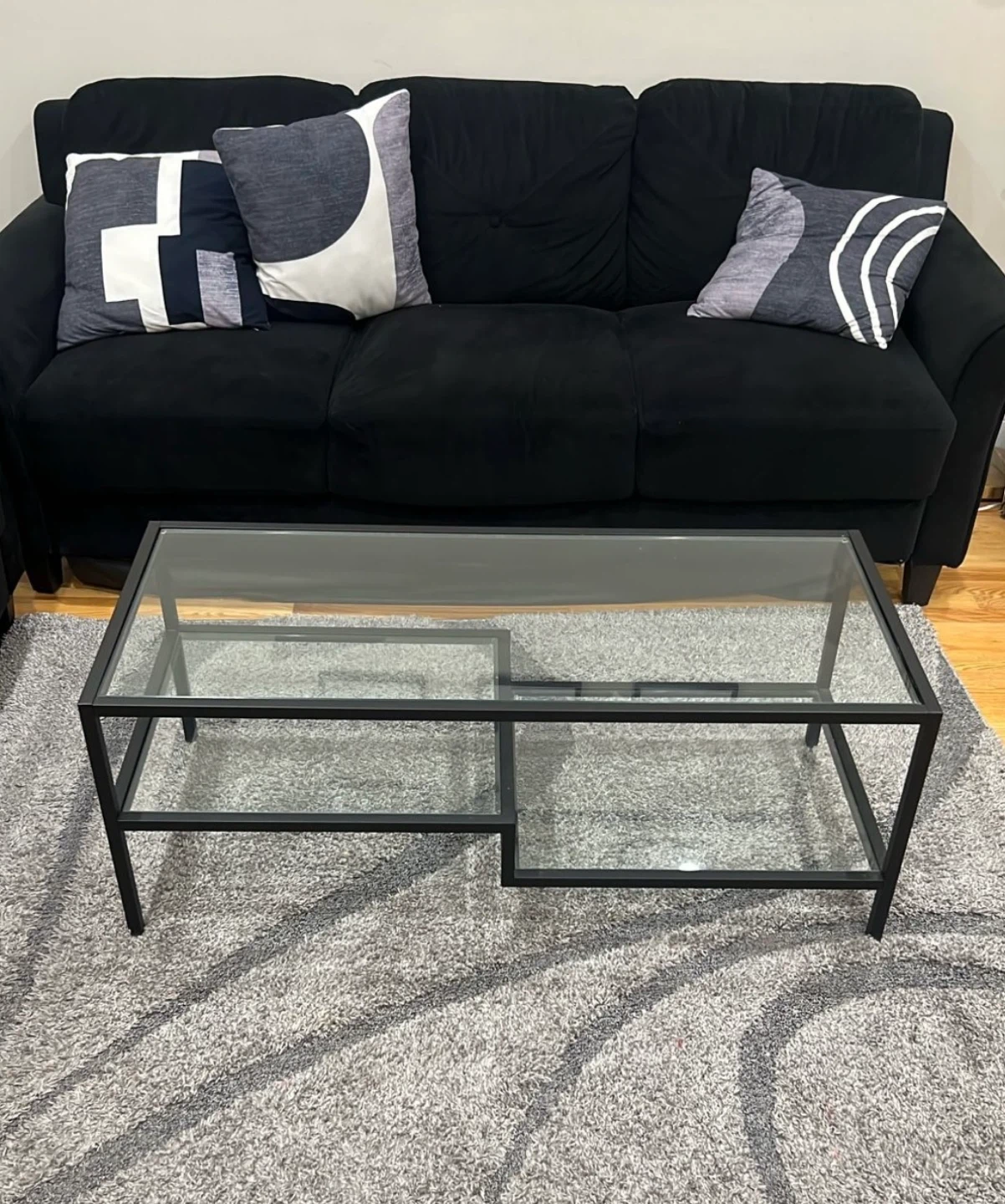Glass Coffee Table with Black Metal Frame - photo 2