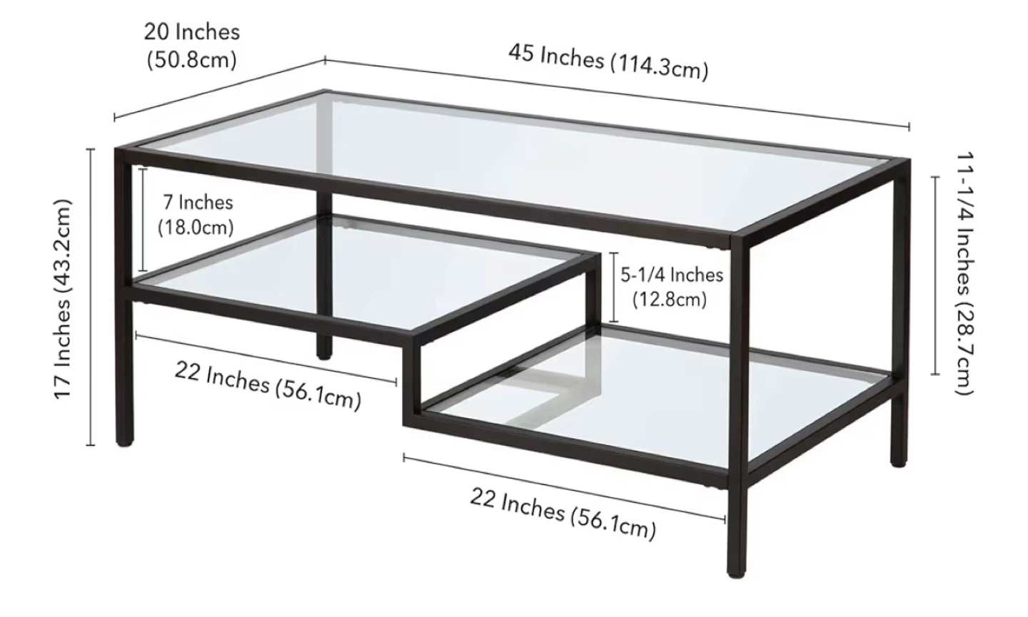 Glass Coffee Table with Black Metal Frame - photo 3