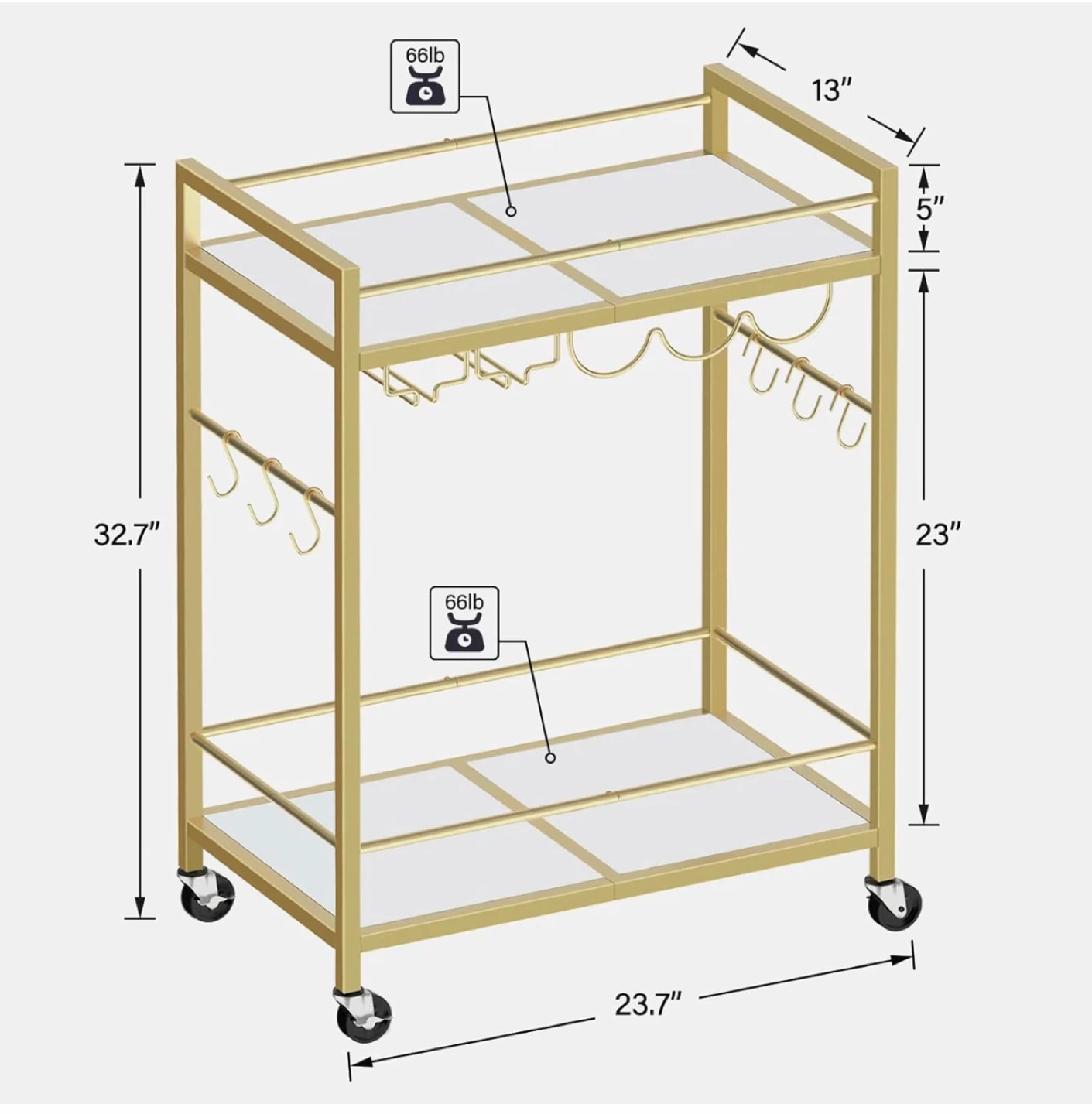 Gold Rolling Bar Cart - photo 4