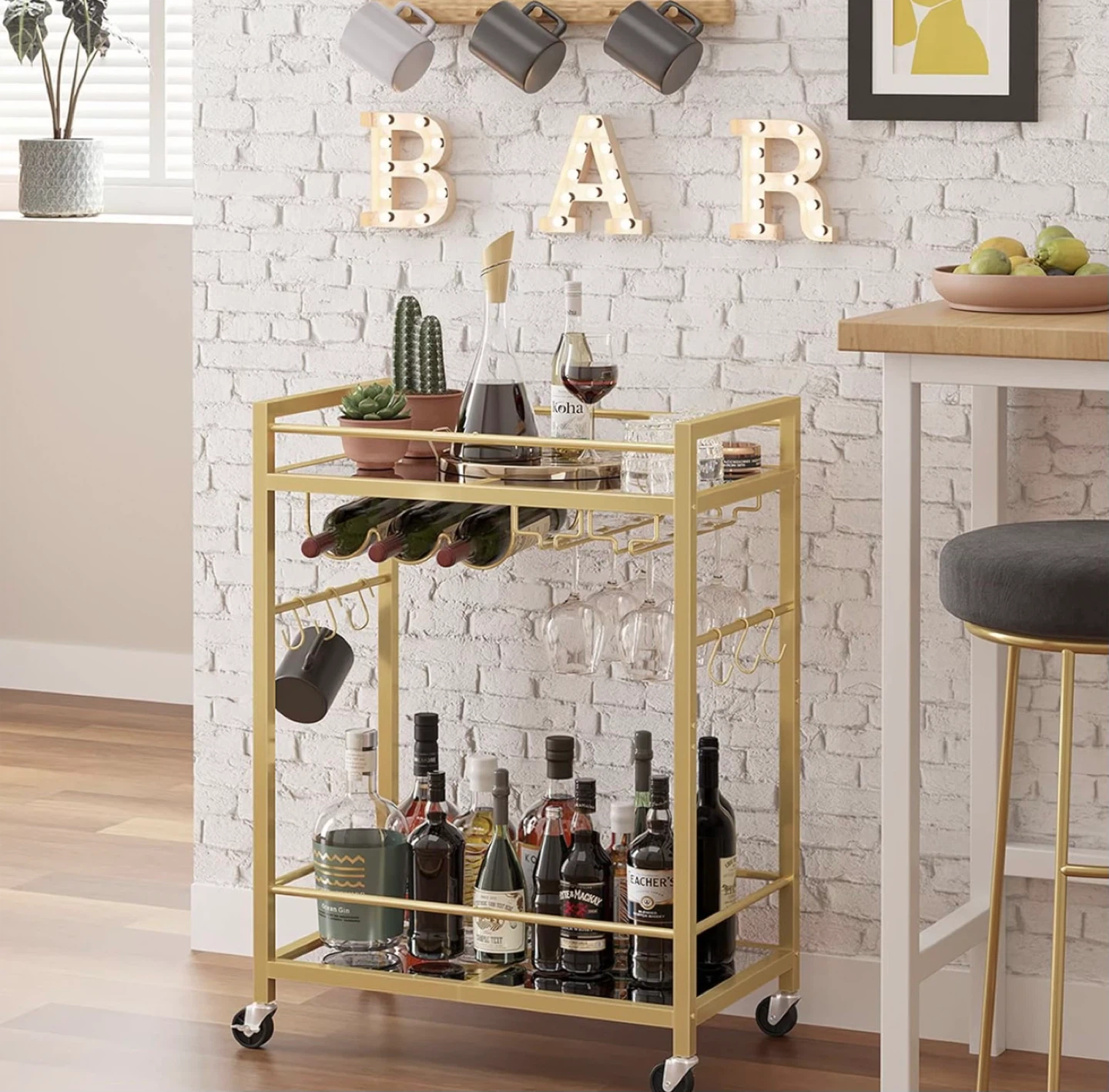 Gold Rolling Bar Cart - photo 3