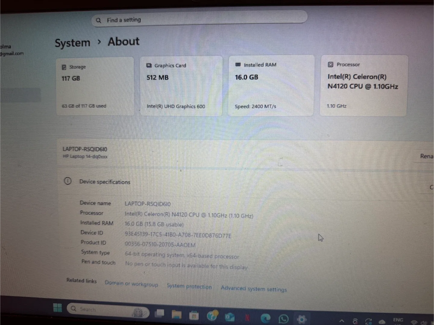 HP Laptop 14-dq0xxx, Intel Celeron, 16GB RAM image indicator(3)