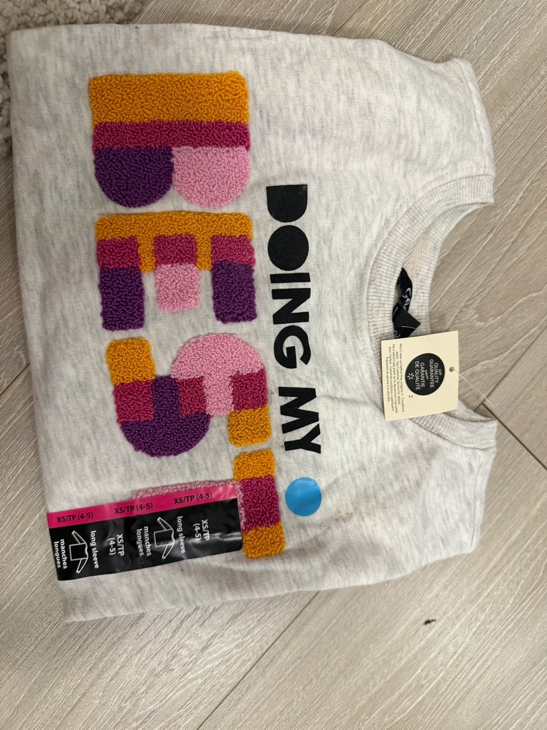 New Gap Kids 'Doing My Best' Long Sleeve Tee - XS (4-5)