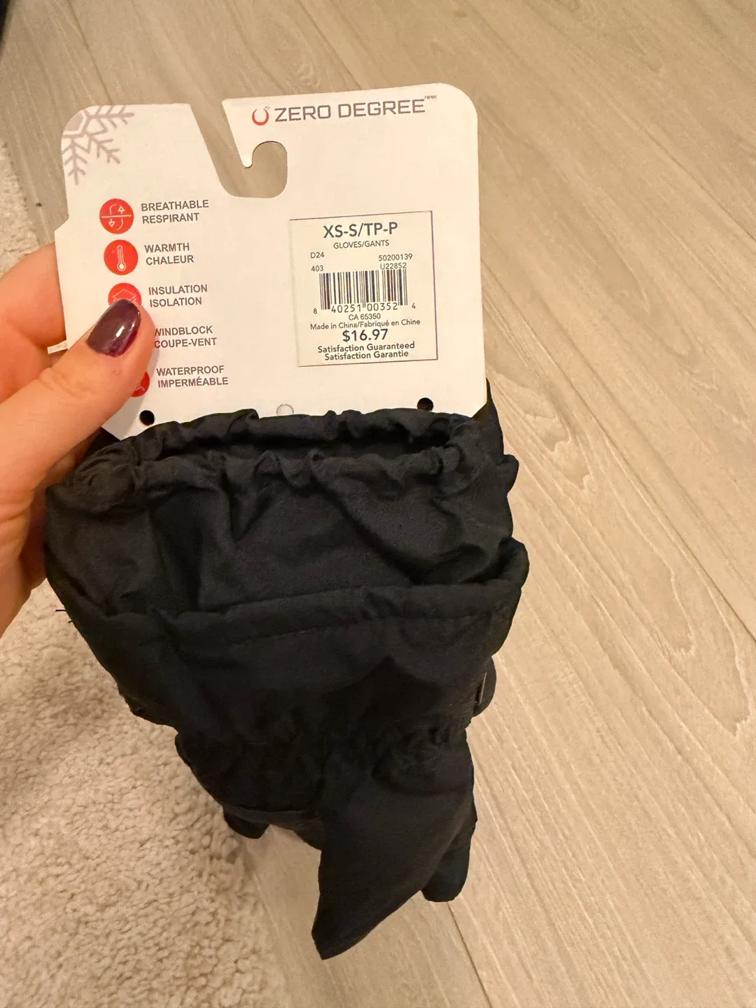 Zero Degree Black Gloves - XS/S image indicator(2)