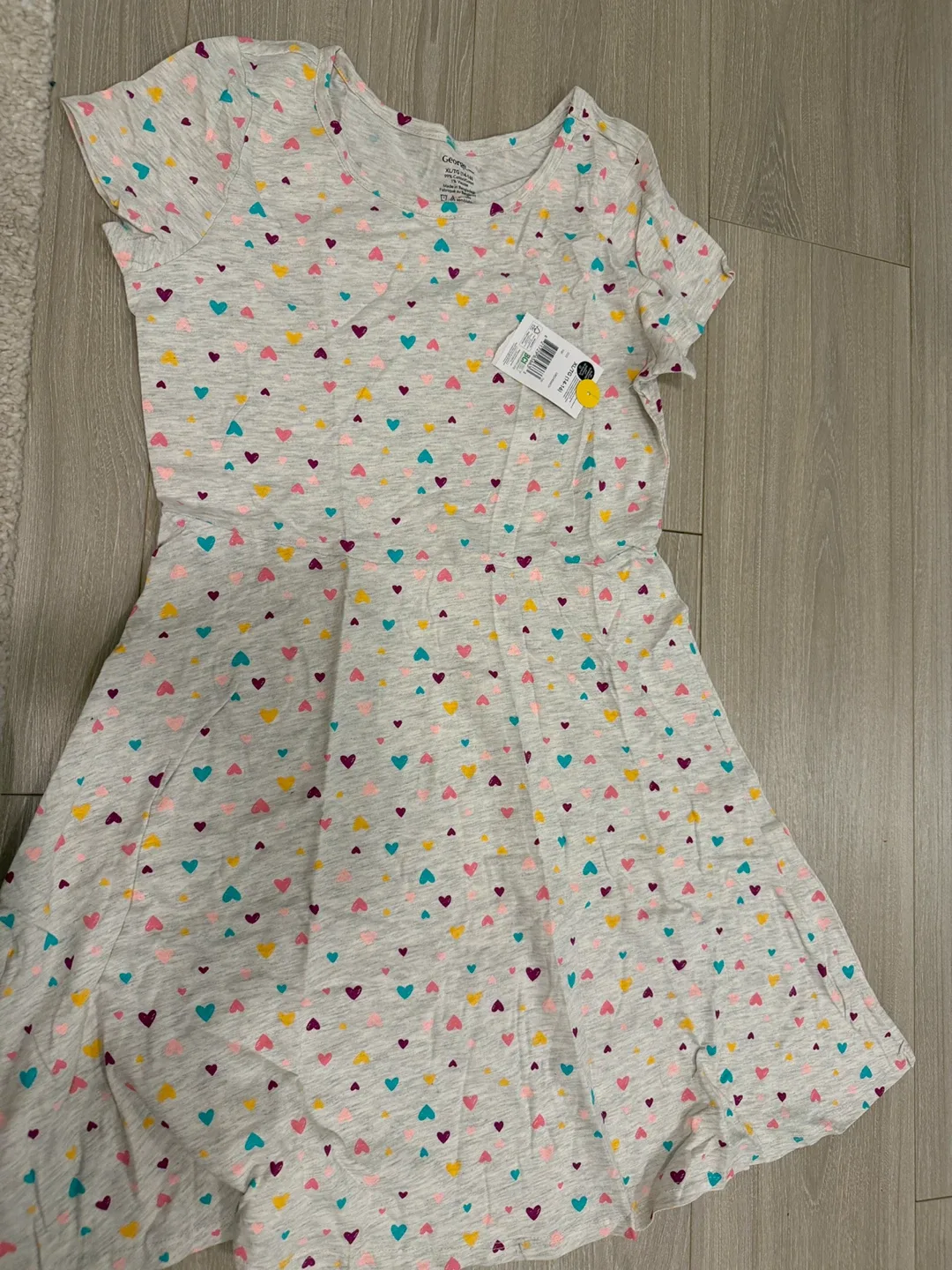 George Girls' Heart Print Dress - Size XL (14-16)