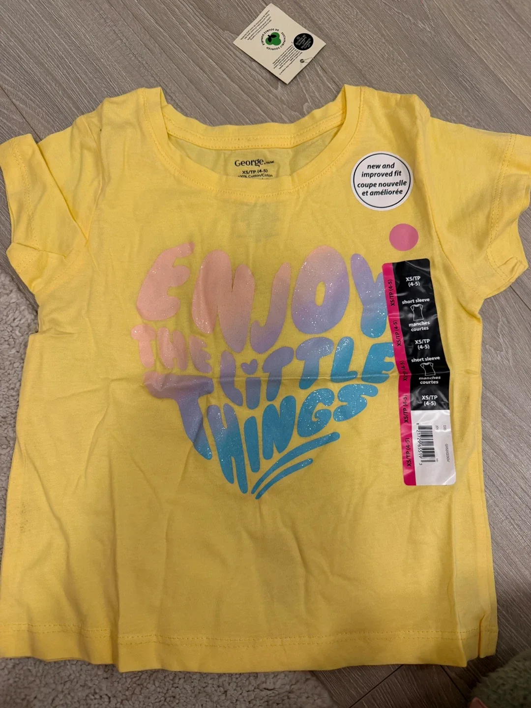 George Yellow 'Enjoy the Little Things' Tee XS (4-5)