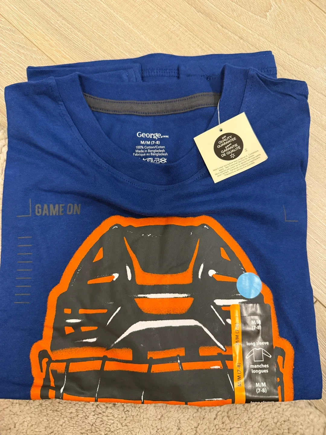 George Kids Blue Hockey Helmet Graphic Tee - Size M (7-8)