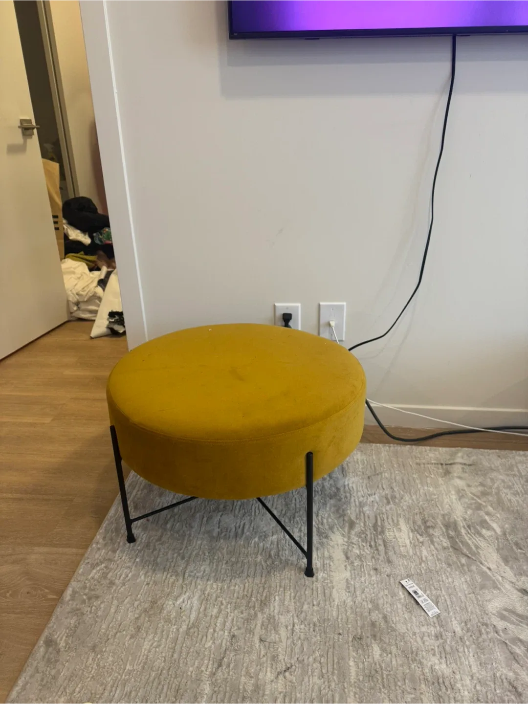 Yellow Round Ottoman Stool - Like New!