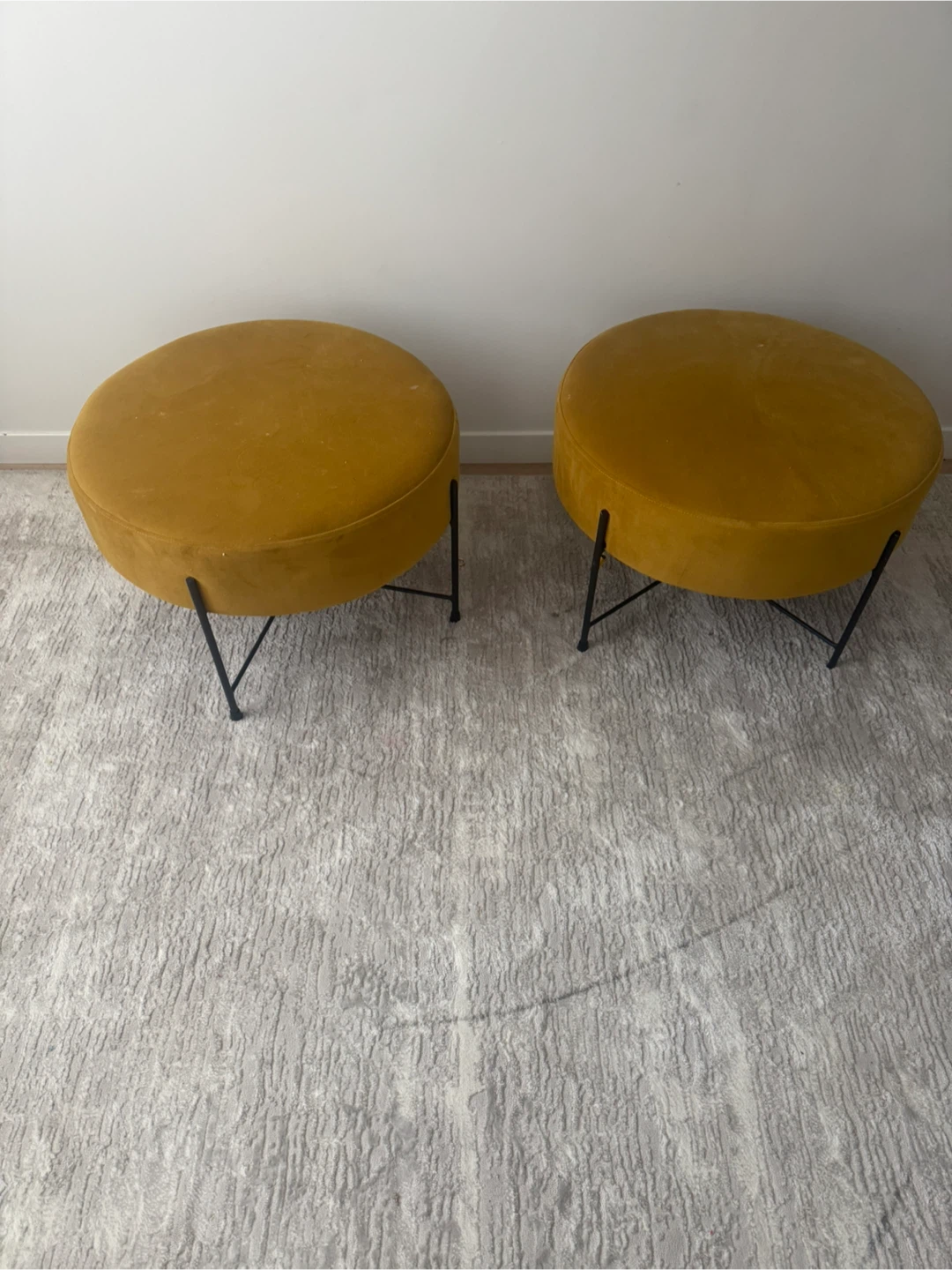 Yellow Round Ottoman Stool - Like New! - photo 2