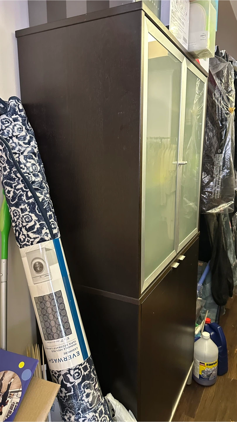 IKEA Brown Cabinet with Glass Doors