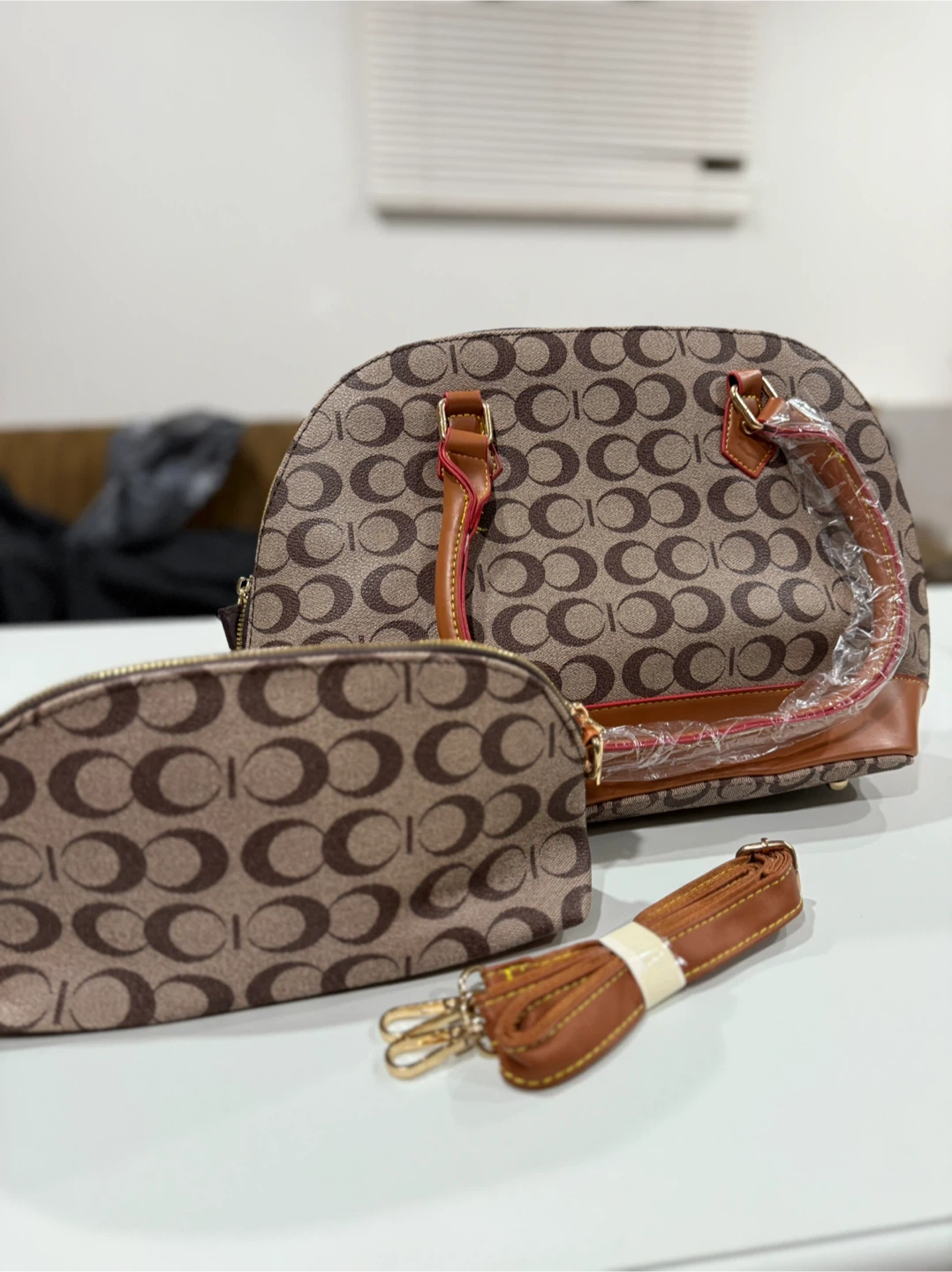 Coach Brown Patterned Dome Satchel