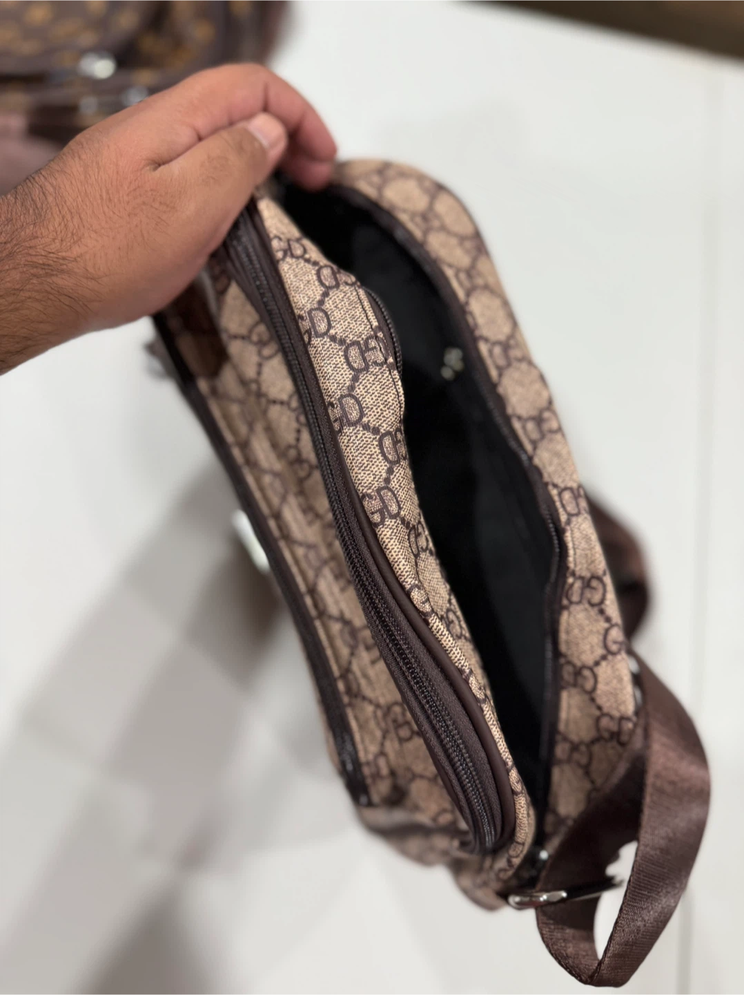 GD Patterned Crossbody Bag - Brown - photo 3