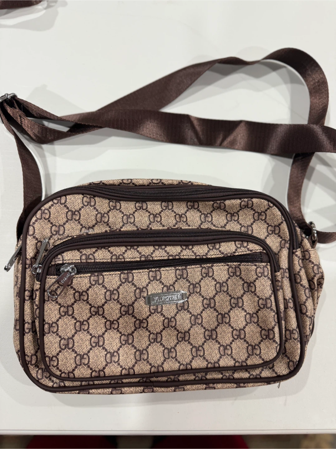 GD Patterned Crossbody Bag - Brown