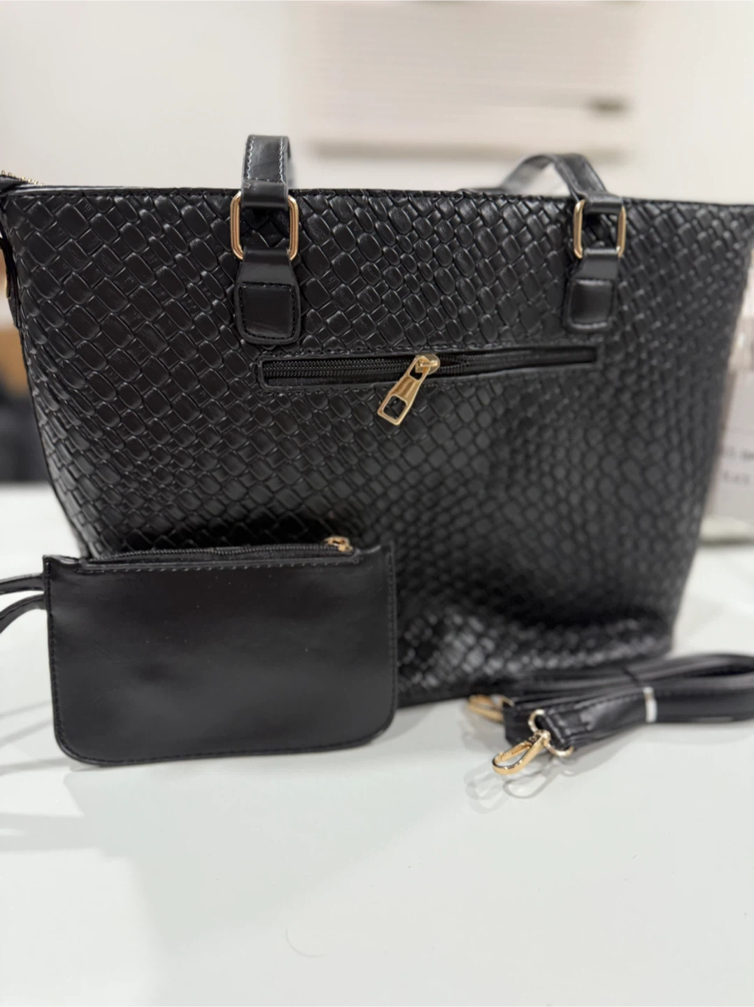 Black Woven Tote Bag with Accessories - photo 2
