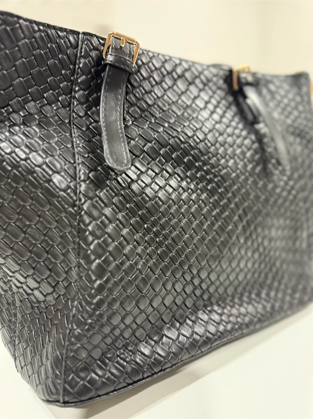 Black Woven Tote Bag with Accessories - photo 3