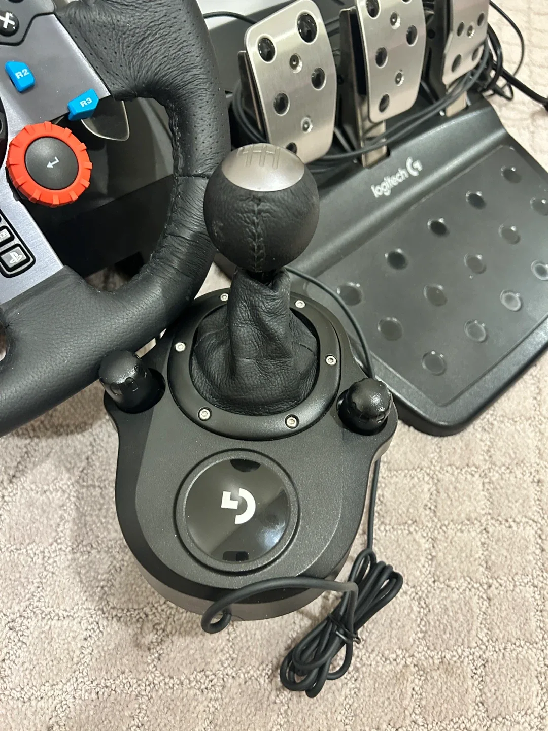 🥕Logitech G29 Bundle, Real Leather, Racing Wheel/Shifter/Pedals image indicator(7)