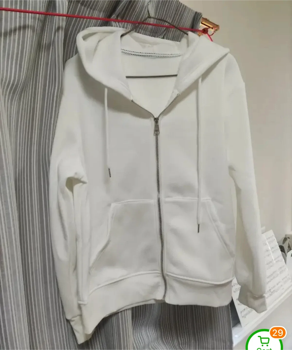 White Zip-Up Hoodie image indicator(2)