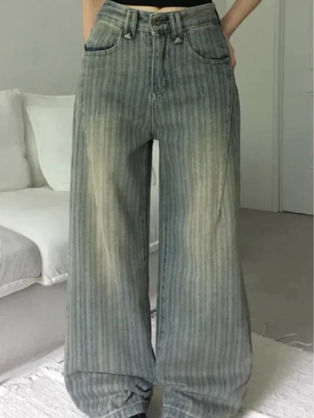 Striped Wide Leg Jeans