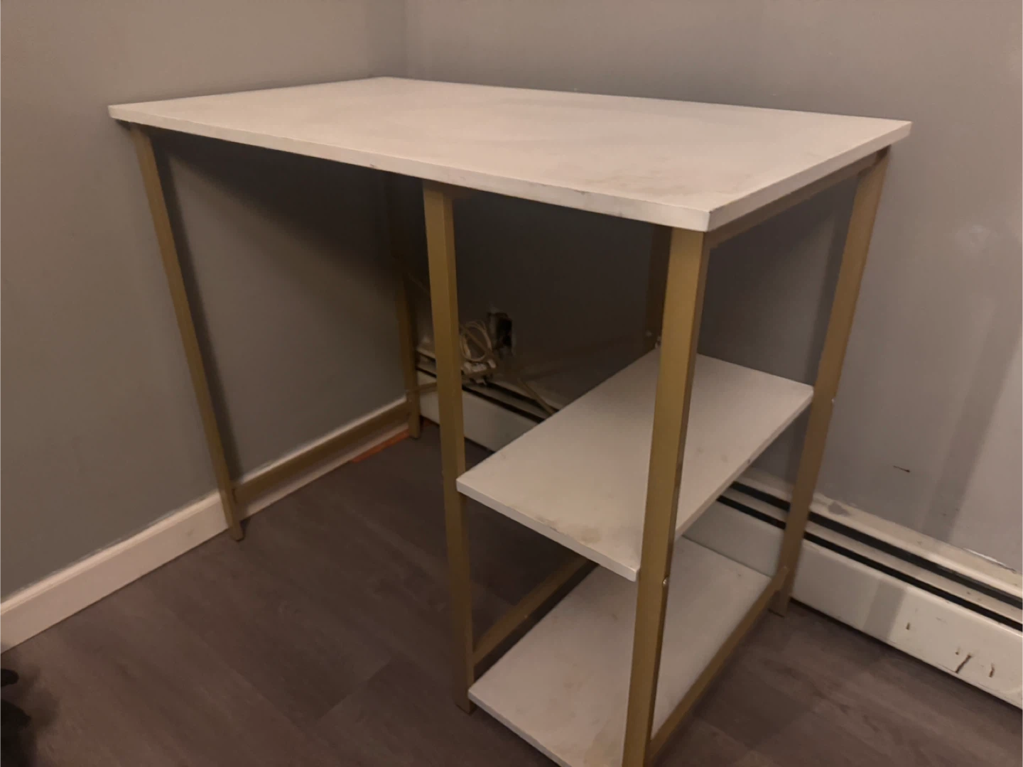 White & Gold Accent Desk