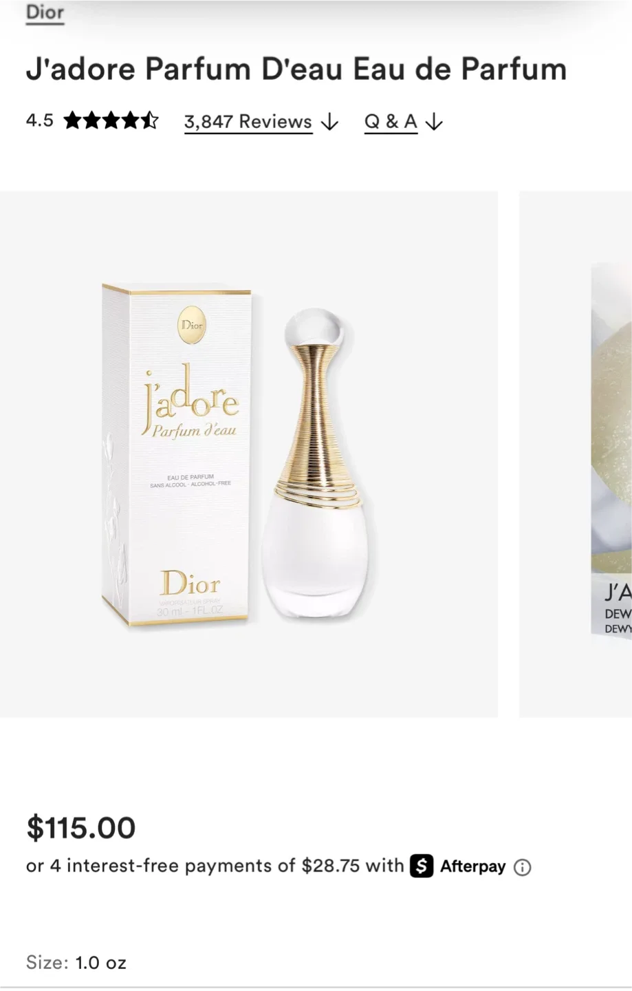 Dior J'adore Parfum D'eau Eau de Parfum 1.0 oz image indicator(4)