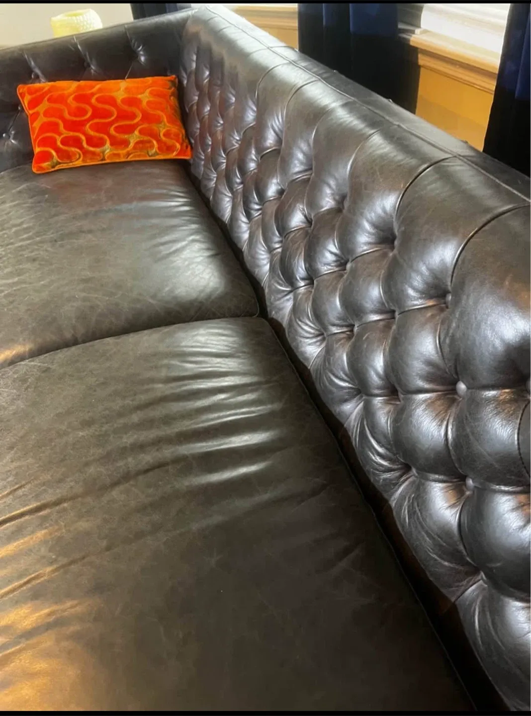 CB2 couch black leather. image indicator(5)