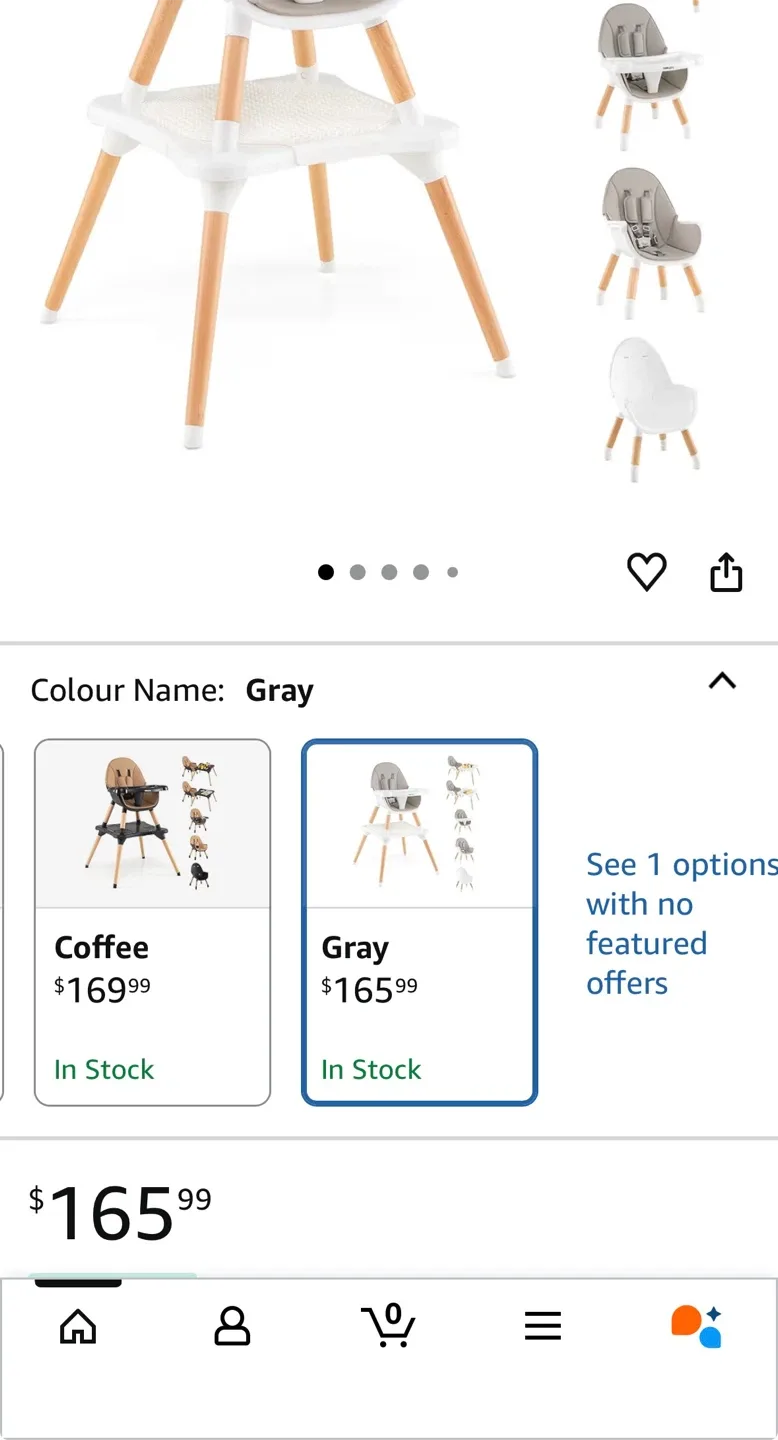 Brand new!! BabyJoy 6-in-1 Convertible High Chair - Grey thumbnail