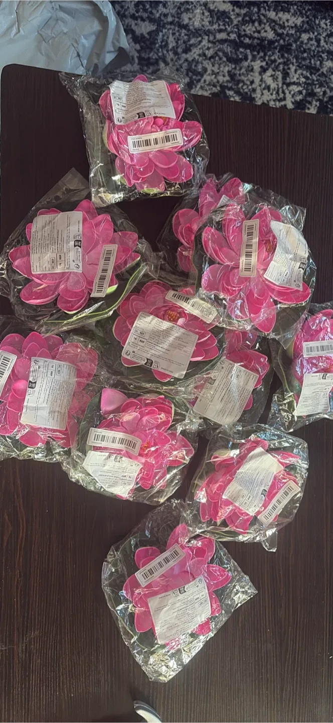12 Pink Artificial Lotus Flowers (New)
